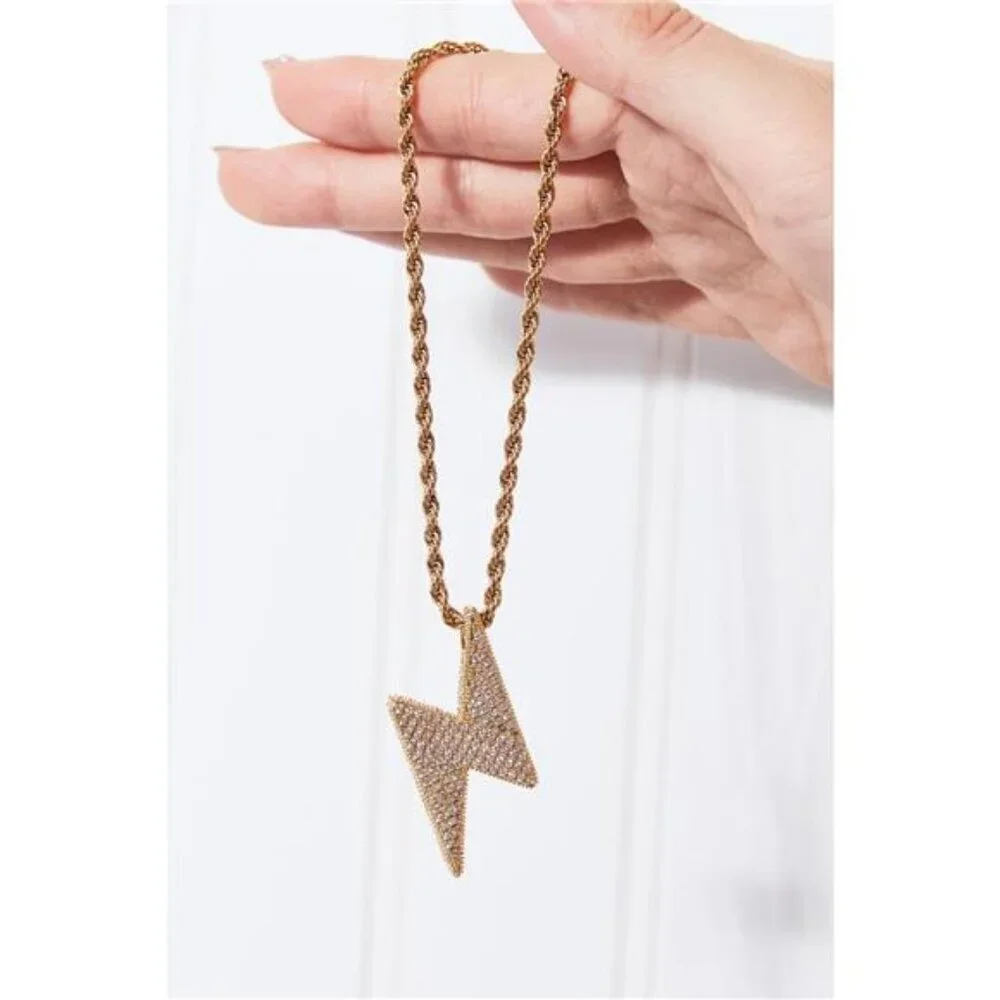 Brass Lightning Pendant Necklace